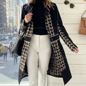 TAIFUN Vintage Graphic Paisley Duster Blazer |  Longline Jacket | Noir/Sand